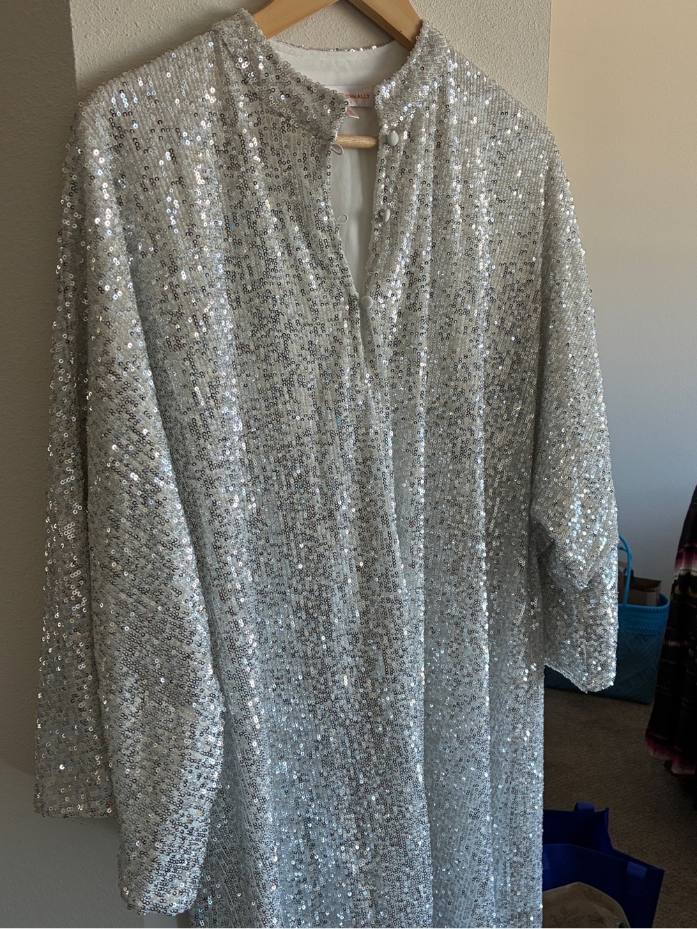 Jude Connally White and silver Sequin Trim dress